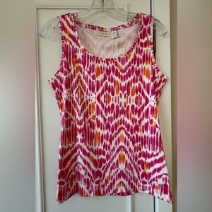 Chico's Pink and Orange Patterned Tank Top